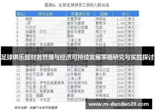 足球俱乐部财务管理与经济可持续发展策略研究与实践探讨